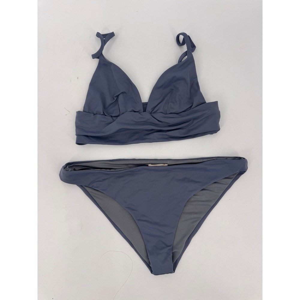 Eberjey Bikini Set‎ Women S/M Blue Triangle Top Moderate Bottoms